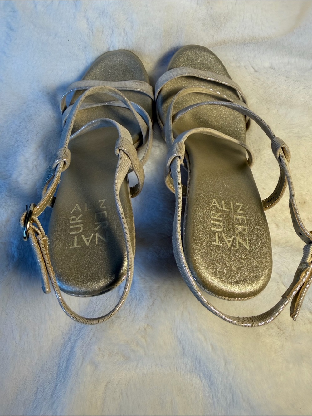 Naturalizer Metallic Gold Strappy Heel Sandals Size 7 - Picture 4 of 8